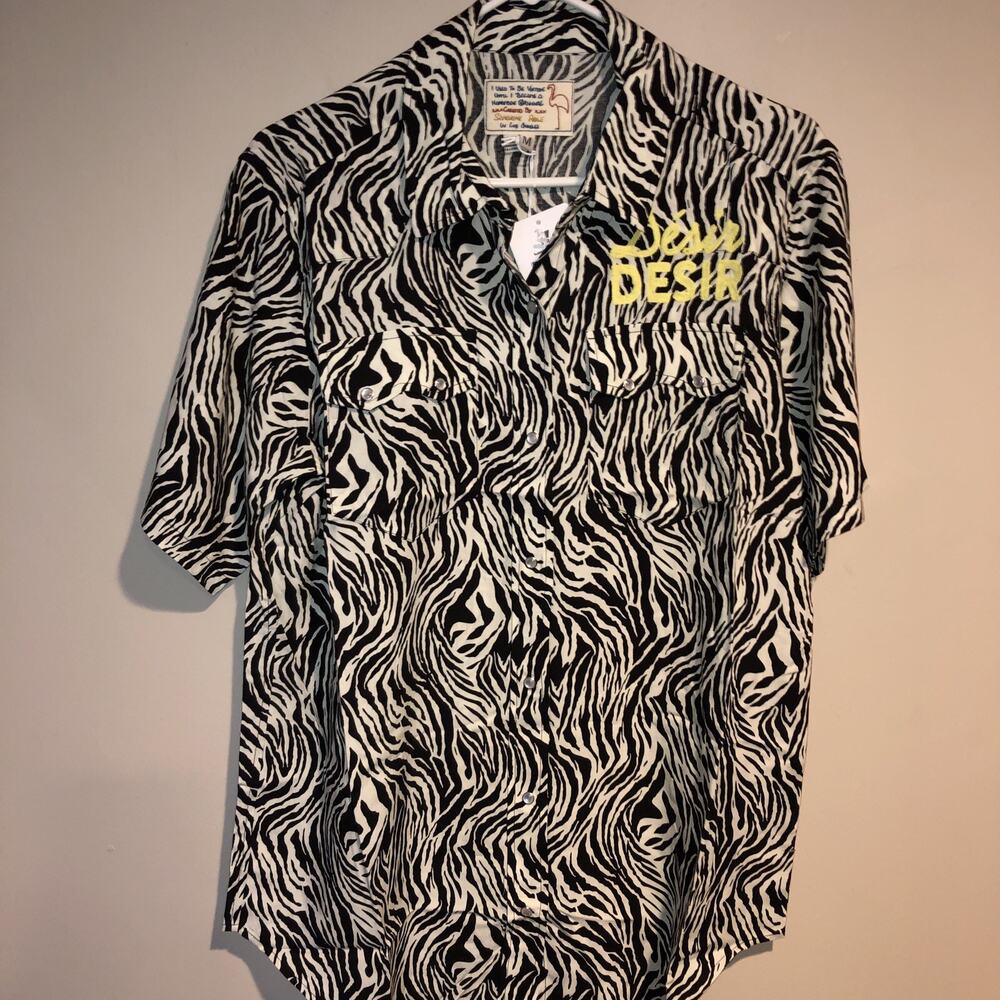 Free People x Sandrine Rose Zebra Snap Closure Short Sleeve Shirt/Mini Dress Med